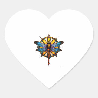 Sticker Cœur Mandala Libellule Lumineuse Géométrie Sacrée Spiri