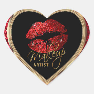 Sticker Cœur Maquillage Artiste Parties scintillant rouge Lops 