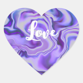 Sticker Cœur Marbre bleu et violet Abstrait numérique