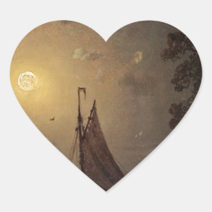 Sticker Cœur Marcus Larson voyage nocturne nuit de lune vintage