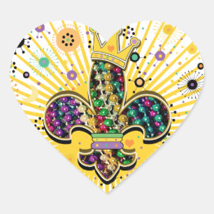 Sticker Cœur Mardi Gras Fleur Célébrez les cadeaux
