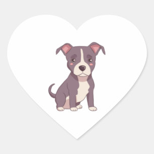 Sticker Cœur Mare american pit bull terrier kawaii illustration