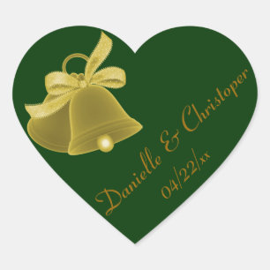 Sticker Cœur "Mariage Bells" - vert-foncé [a]