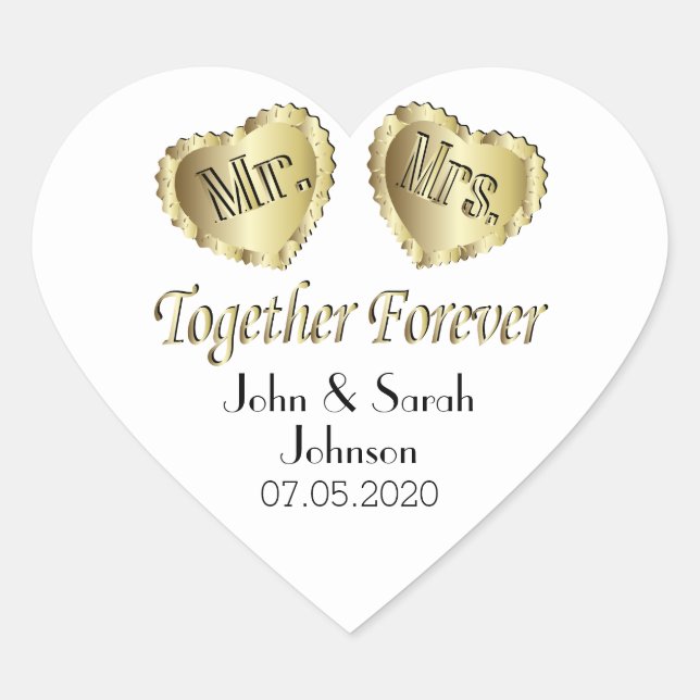 Sticker Cœur Mariage blanc pour la mariée et la mariée (Devant)