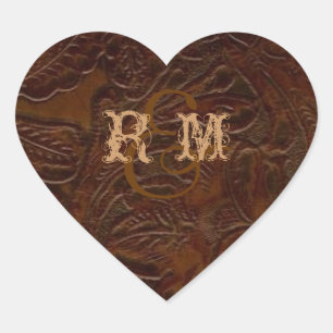 Sticker Cœur mariage campagnard de bottes de cowboy en cuir mar