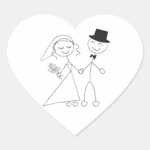 Sticker Cœur Mariage Coeur Bâton Figure Bride & Mariage de cham