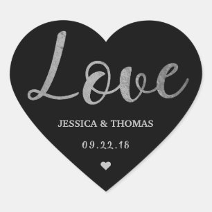 Sticker Cœur Mariage d'amour de script de typographie à huile d
