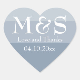 Sticker Cœur Mariage de coeur Dusty Blue Modern Script