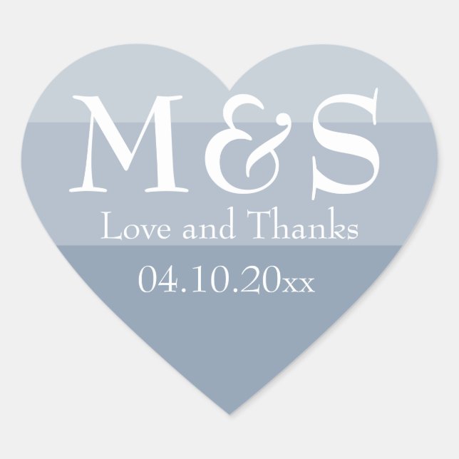 Sticker Cœur Mariage de coeur Dusty Blue Modern Script (Devant)
