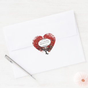 Sticker Cœur Mariage de feuille de coeur rouge