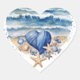 Sticker Cœur Mariage de la scène de plage