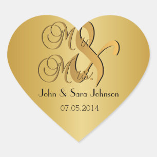 Sticker Cœur Mariage de M. & Mme. Personnaliser