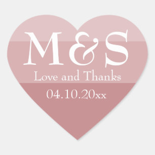 Sticker Cœur Mariage de script moderne Dusty Rose