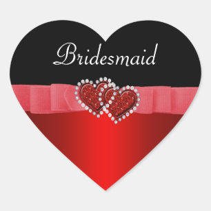 Sticker Cœur Mariage de serrures de diamants rouges et noirs