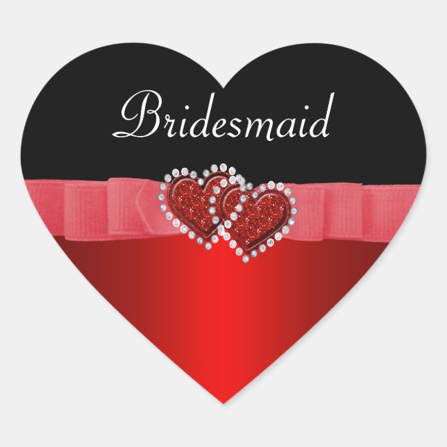 Sticker Cœur Mariage de serrures de diamants rouges et noirs (Devant)