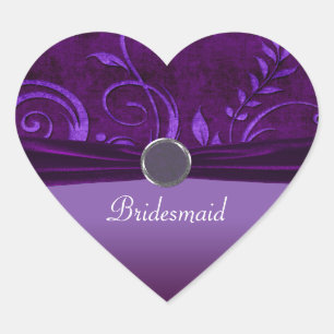 Sticker Cœur Mariage de velours prune et violet