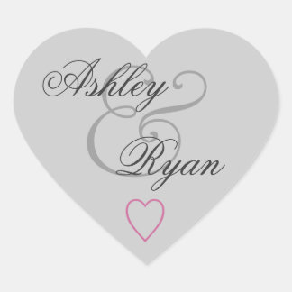 Sticker Cœur Mariage d'enveloppe gris argent