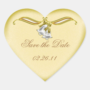 Sticker Cœur Mariage d'or