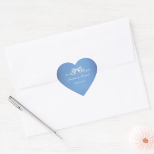 Sticker Cœur Mariage Élégant Romantique Ruban Blanc