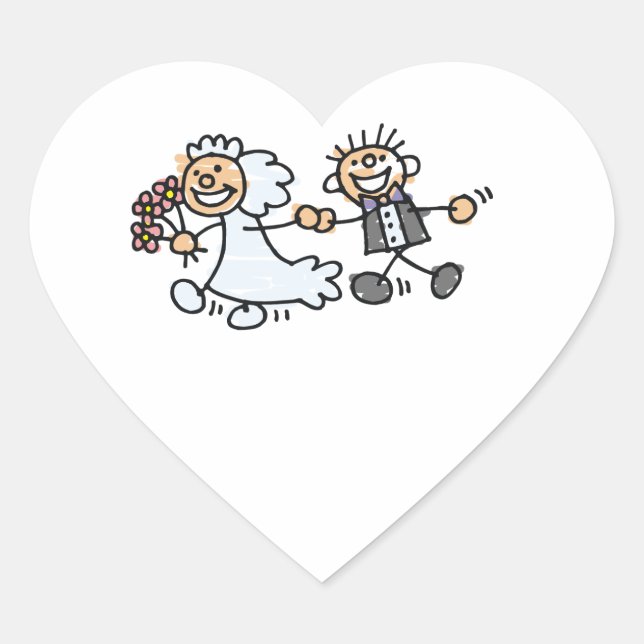 Sticker Cœur Mariage Elope Elopement Mariage He (Devant)