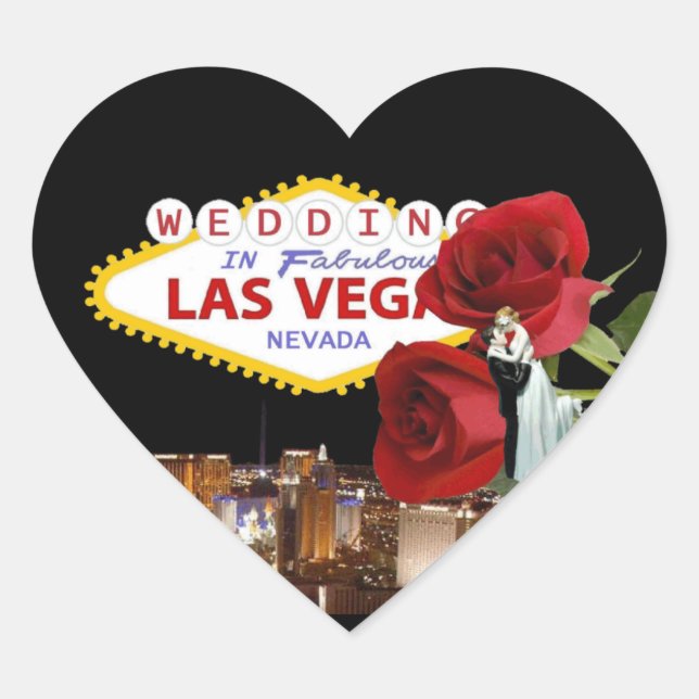 Sticker Cœur Mariage en Fabrique Las Vegas Roses avec Mariée &  (Devant)