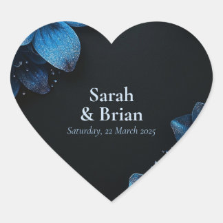 Sticker Cœur Mariage foncé collant cadeau parties scintillant f