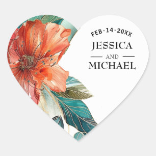 Sticker Cœur ❤️ Mariage Hibiscus Serenade Paradise