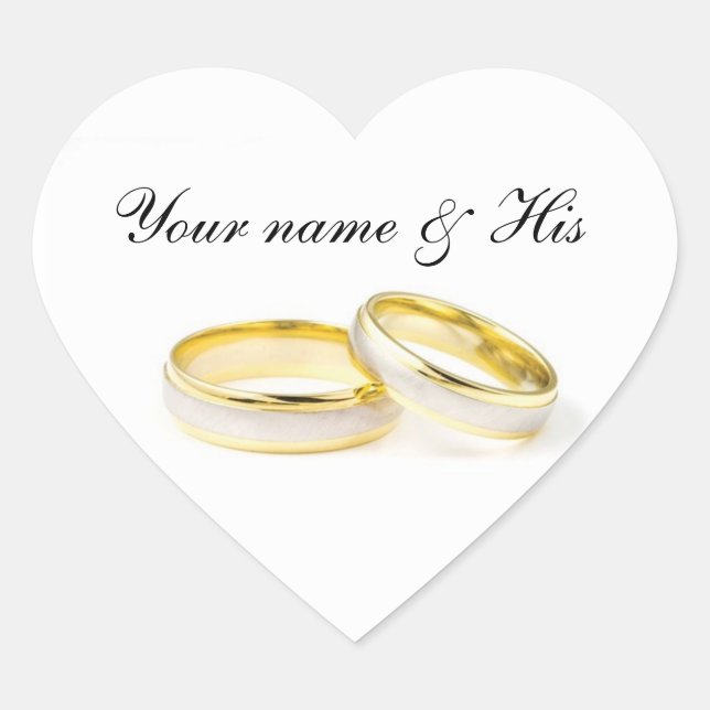 Sticker Coeur Mariage Juste Pour Vous Deux Anneaux (Devant)