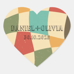 Sticker Cœur Mariage minimaliste coloré