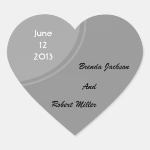 Sticker Cœur Mariage moderne gris simple