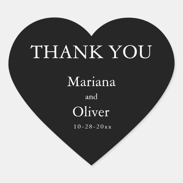 Sticker Cœur Mariage noir et blanc classique (Devant)