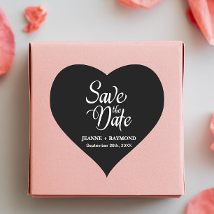 Sticker Cœur Mariage noir et blanc personnalisé Enregistrer la