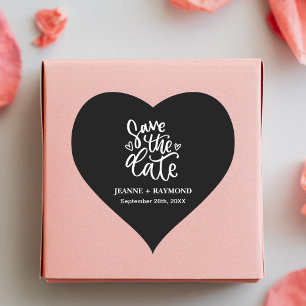 Sticker Cœur Mariage noir propre personnalisé Enregistrer la da