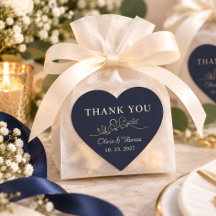 Mariage Oiseaux de l'Amour Bleu Nuit Or Remercieme