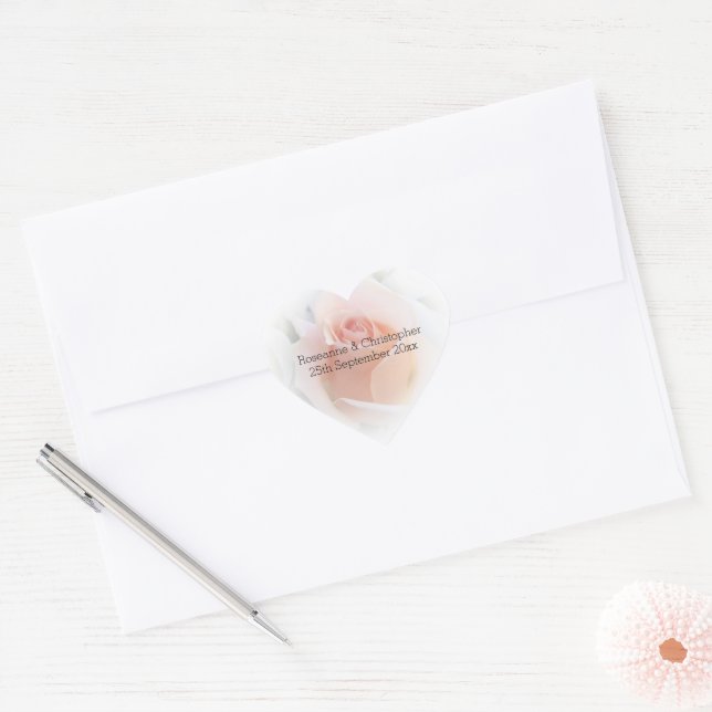 Sticker Coeur mariage Peach rose Rosebud (Enveloppe)