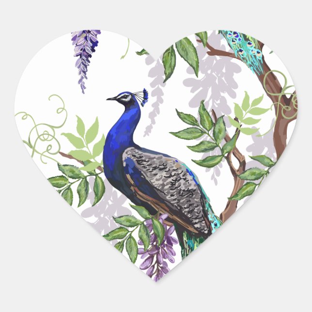 Sticker Cœur Mariage Peacock (Devant)