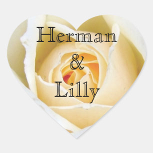 Sticker Cœur Mariage personnalisé White Rose Bud