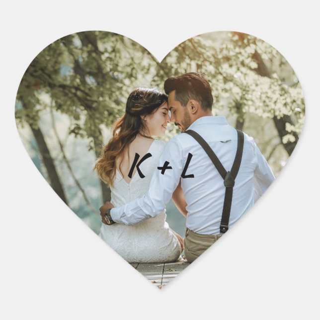 Sticker Coeur Mariage Photo Personnalisé (Devant)
