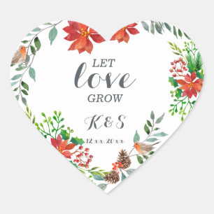 Sticker Cœur Mariage Poinsettia