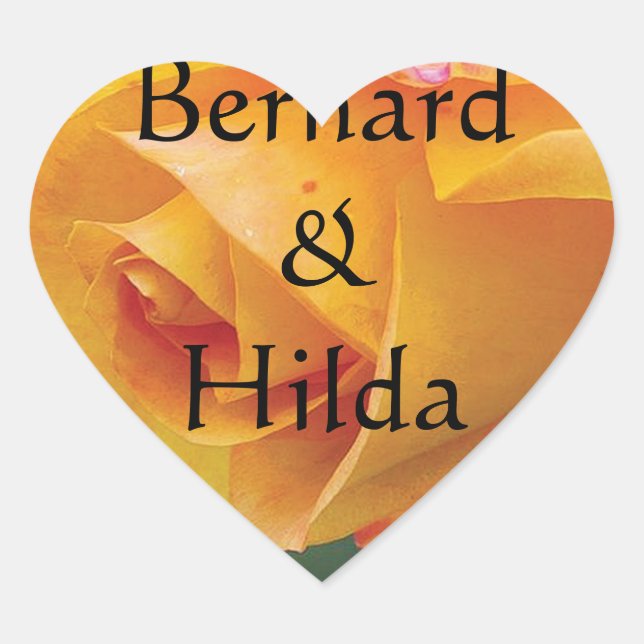 Sticker Cœur Mariage Rose Blushing Jaune (Devant)