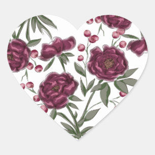 Sticker Cœur Mariage Rose Marron