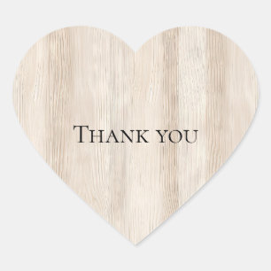 Sticker Cœur Mariage Rustique Faux Crème Blanc Bois