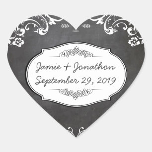 Sticker Cœur Mariages de typographie sur tableau noir
