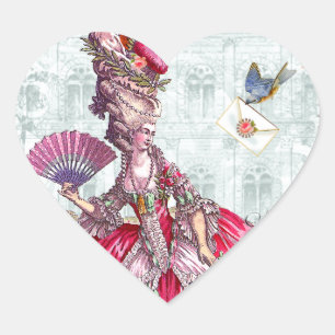 Sticker Cœur Marie Antoinette et Bluebird