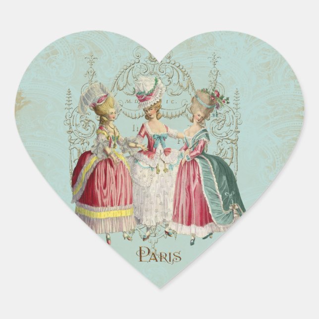 Sticker Cœur Marie Antoinette Française Paris Dames (Devant)