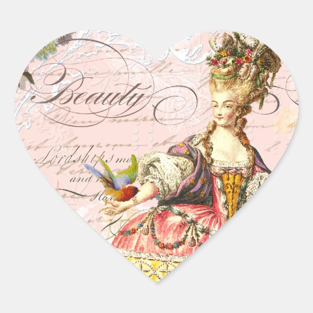 Sticker Cœur Marie Antoinette Paris Rose (Devant)