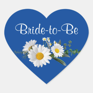 Sticker Cœur Mariée à être, marguerites blanches mariages,