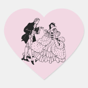 Sticker Cœur Marry Me Victorian Couple amants Silhouette Art