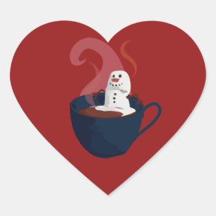 Sticker Cœur Marshmallow Snowman En Coco Chaud