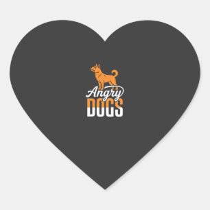 Sticker Cœur Mascotte de vecteur de chiens en colère